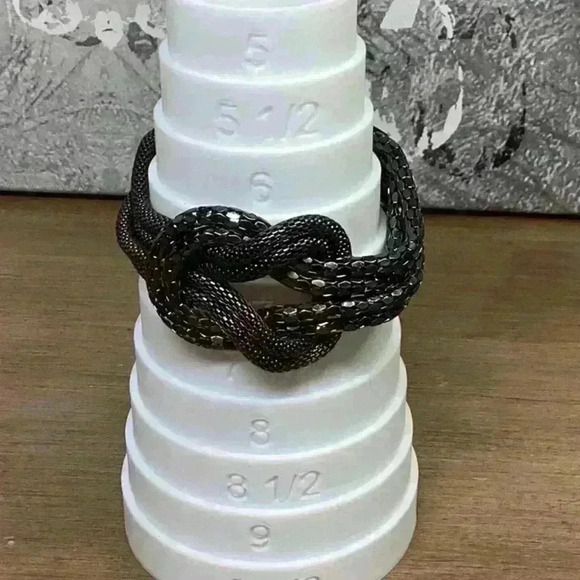 Bracelet Black Metal Mesh with Twists Vintage - Picture 3 of 4